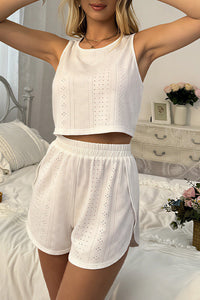 Willluxe® Pointelle Tank & Slit Shorts Sleepwear