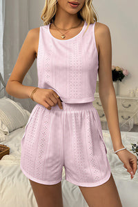 Willluxe® Pointelle Tank & Slit Shorts Sleepwear