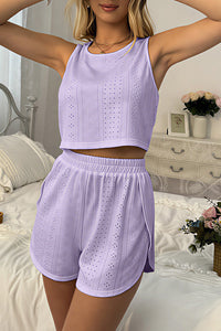 Willluxe® Pointelle Tank & Slit Shorts Sleepwear