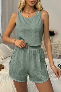 Willluxe® Pointelle Tank & Slit Shorts Sleepwear