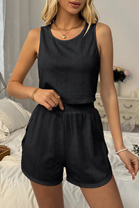 Willluxe® Pointelle Tank & Slit Shorts Sleepwear