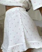 Willluxe® Sweetheart Waffle Knit Loungewear Set with Ruffle Shorts