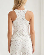 Willluxe® Heart Print Sleeveless Knit Lounge Set with Ruffle Pants