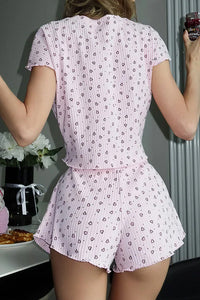 Willluxe® Sweetheart Ribbed Lettuce-Edge Loungewear Set