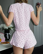 Willluxe® Sweetheart Ribbed Lettuce-Edge Loungewear Set