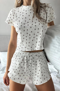 Willluxe® Sweetheart Ribbed Lettuce-Edge Loungewear Set