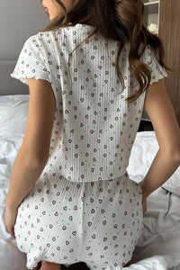 Willluxe® Sweetheart Ribbed Lettuce-Edge Loungewear Set