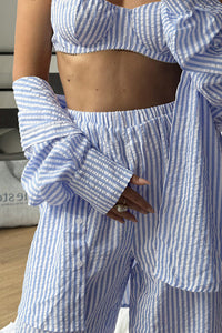 Willluxe® Striped 3-Piece Lounge Set - Shirt, Bralette & Pants