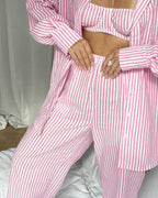 Willluxe® Striped 3-Piece Lounge Set - Shirt, Bralette & Pants