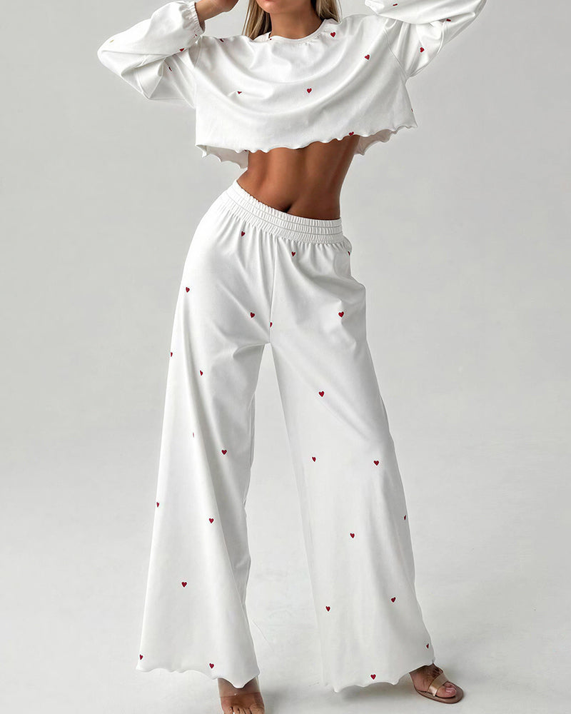 Willluxe® Sweetheart Ribbed Knit Loungewear Set