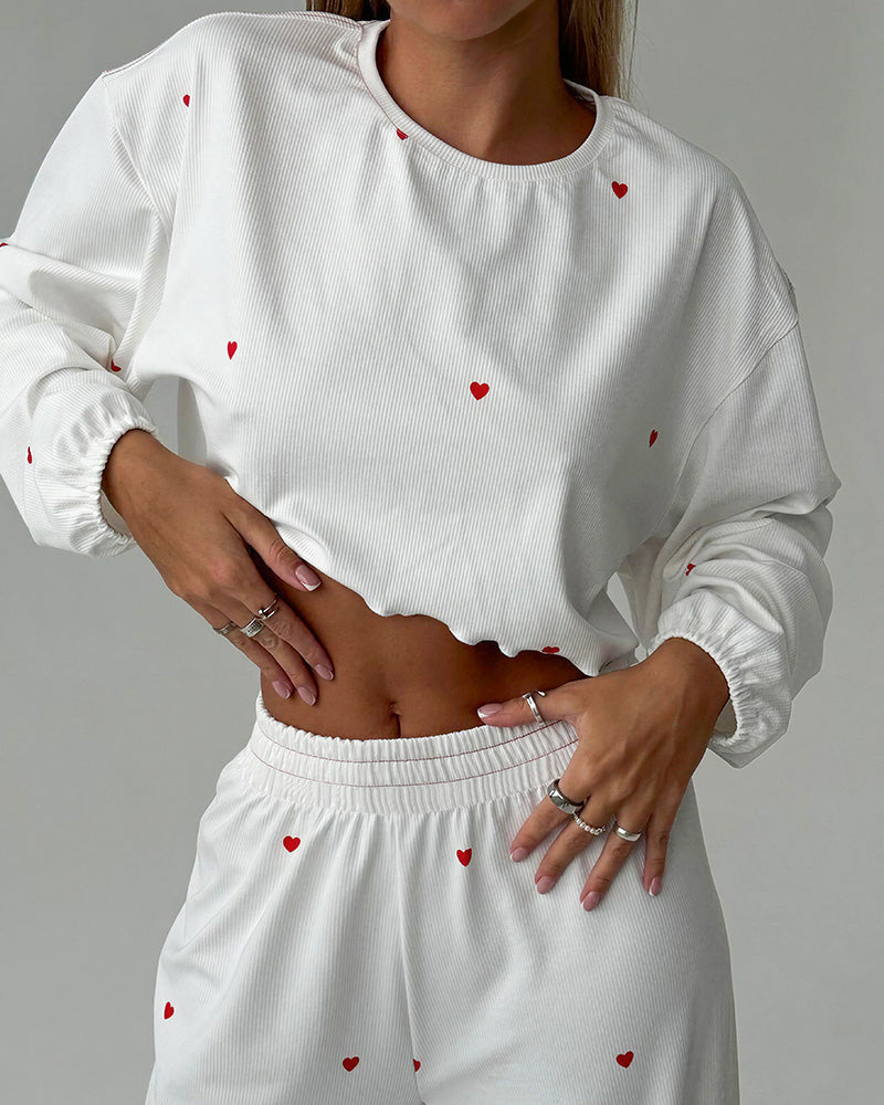 Willluxe® Sweetheart Ribbed Knit Loungewear Set