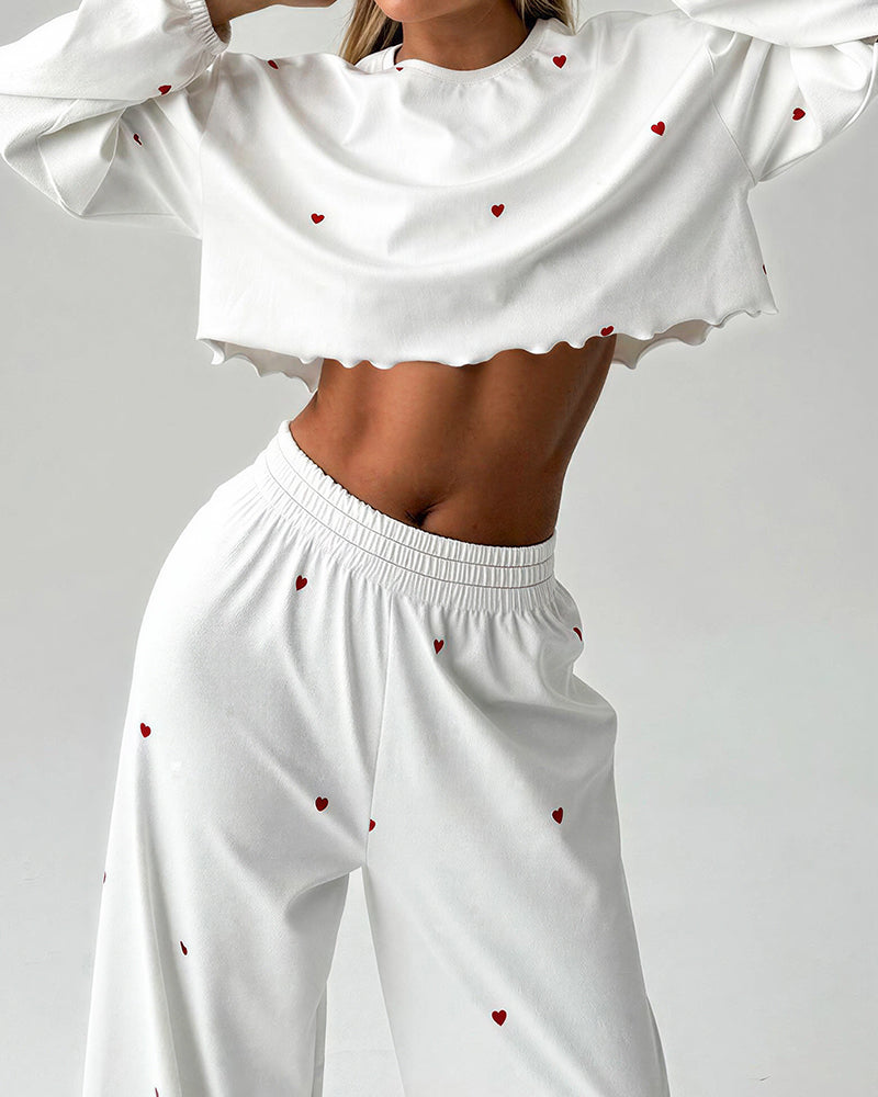 Willluxe® Sweetheart Ribbed Knit Loungewear Set