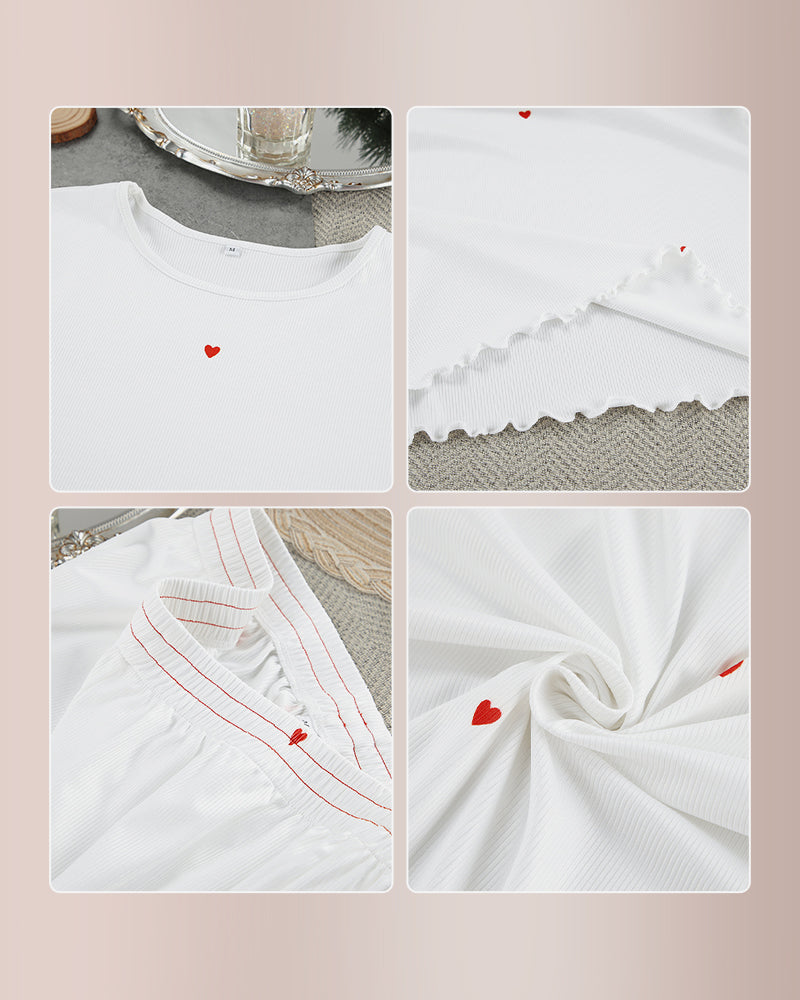 Willluxe® Sweetheart Ribbed Knit Loungewear Set