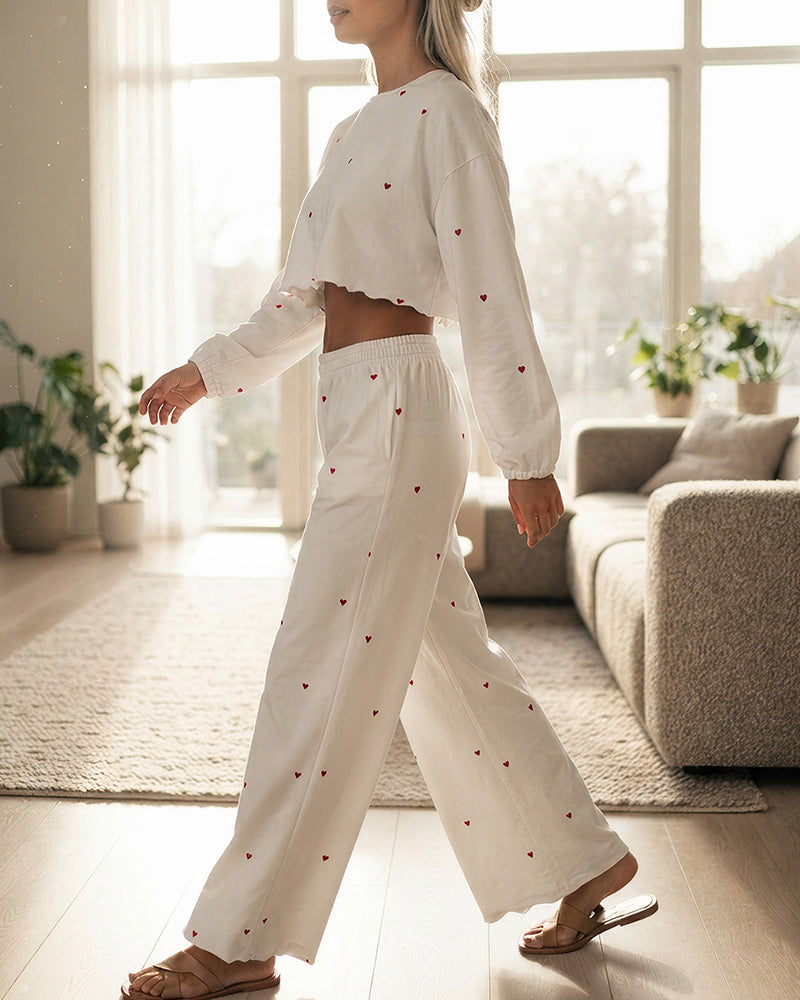 Willluxe® Sweetheart Ribbed Knit Loungewear Set
