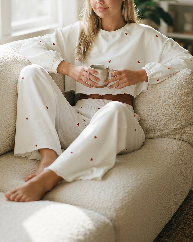 Willluxe® Sweetheart Ribbed Knit Loungewear Set