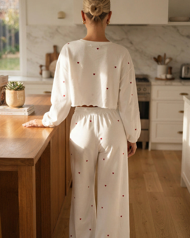 Willluxe® Sweetheart Ribbed Knit Loungewear Set