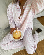 Willluxe® Sweetheart Pink Striped Long Sleeve Pajama Set