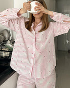 Willluxe® Sweetheart Pink Striped Long Sleeve Pajama Set