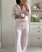 Willluxe® Sweetheart Pink Striped Long Sleeve Pajama Set