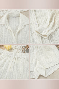 Willluxe® Textured Jacquard Long Sleeve & Shorts Lounge Set