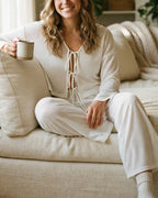 Willluxe® Cozy Knit Tie-Front Loungewear Set