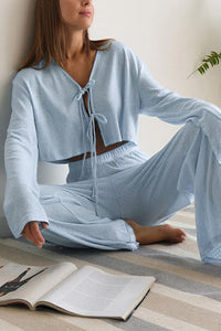 Willluxe® Cozy Knit Tie-Front Loungewear Set