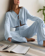 Willluxe® Cozy Knit Tie-Front Loungewear Set