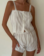 Willluxe® Cotton Breeze Lace Trim Cami Lounge Set