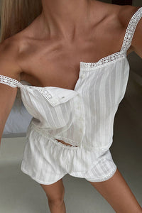 Willluxe® Cotton Breeze Lace Trim Cami Lounge Set
