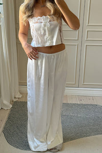 Willluxe® Silky Lace Cami & Wide-Leg Pants Two-Piece Lounge Set