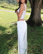 Willluxe® Silky Lace Cami & Wide-Leg Pants Two-Piece Lounge Set