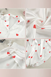 Willluxe® Sweetheart Cropped Pajama Set - Heart Print Loungewear