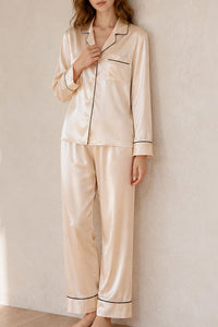 Willluxe® Classic 100% Mulberry Silk Pajama Set - Long Sleeve Loungewear