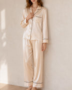 Willluxe® Classic 100% Mulberry Silk Pajama Set - Long Sleeve Loungewear