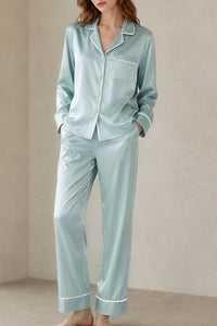 Willluxe® Classic 100% Mulberry Silk Pajama Set - Long Sleeve Loungewear