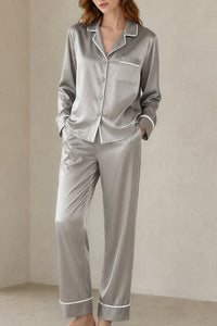 Willluxe® Classic 100% Mulberry Silk Pajama Set - Long Sleeve Loungewear