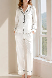 Willluxe® Classic 100% Mulberry Silk Pajama Set - Long Sleeve Loungewear