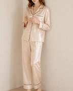 Willluxe® Classic 100% Mulberry Silk Pajama Set - Long Sleeve Loungewear