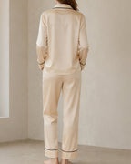 Willluxe® Classic 100% Mulberry Silk Pajama Set - Long Sleeve Loungewear