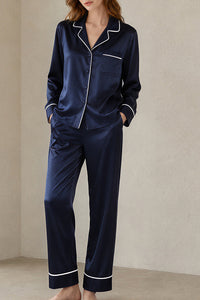 Willluxe® Classic 100% Mulberry Silk Pajama Set - Long Sleeve Loungewear
