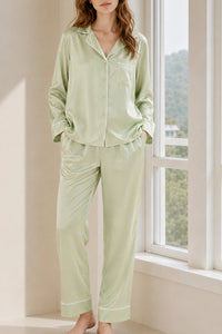 Willluxe® Classic 100% Mulberry Silk Pajama Set - Long Sleeve Loungewear