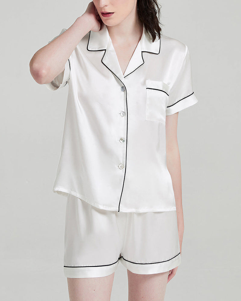 Willluxe® 100% Mulberry Silk Short Sleeve Pajama Set