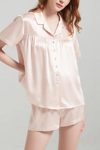 Willluxe® Mulberry Silk Pleated Short Pajama Set