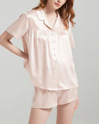 Willluxe® Mulberry Silk Pleated Short Pajama Set