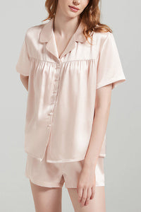 Willluxe® Mulberry Silk Pleated Short Pajama Set