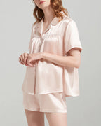 Willluxe® Mulberry Silk Pleated Short Pajama Set
