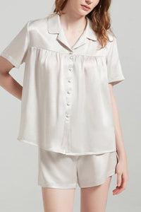 Willluxe® Mulberry Silk Pleated Short Pajama Set