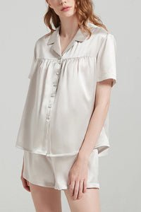 Willluxe® Mulberry Silk Pleated Short Pajama Set