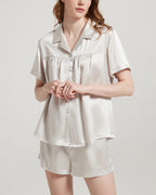 Willluxe® Mulberry Silk Pleated Short Pajama Set