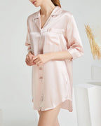 Willluxe® Mulberry Silk Boyfriend Sleepshirt With Contrast Piping